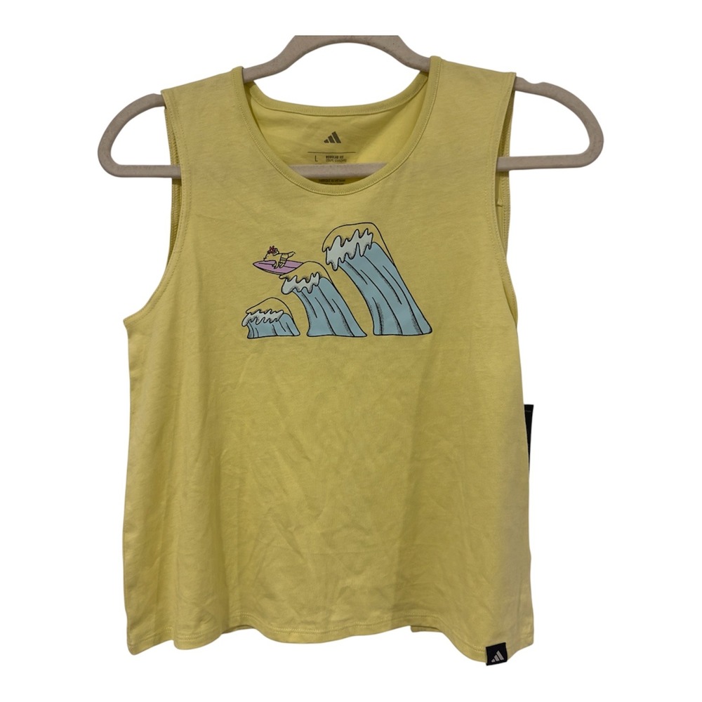 Adidas Kids Swing Tank Back Vent S25 Powder Yellow Surfing Dog Graphic Size L 14